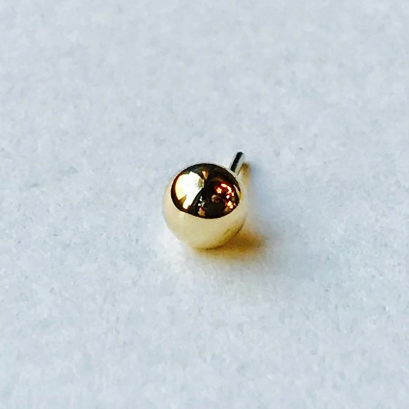 BVLA Yellow Gold Plain Bead Pushpin, 3mm, Threadless - Picture 1 of 2